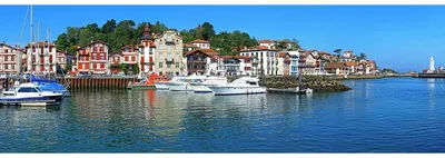 Image de Tableau sur toile port de Ciboure 45x135 cm, Tableau mural moderne pour décoration intérieure