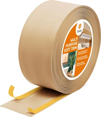 Zdjęcie produktu dla QUEST Listwa wykończeniowa W1 z PCV 6w1 1x95mm, 5m samoprzylepna, maskująca elastyczna listwa podłogowa, ścienna, piaskowy