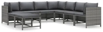 Image de vidaXL 9-plg. Set de salon de jardin avec baisers Poly Rattan Grau
