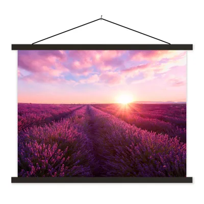 Produktbild von MuchoWow® Textilposter Lavendel - Blumen - Frankreich 120x90 cm mit schwarzem Rahmen - Aufhänger für Poster