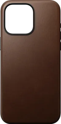 A brown iPhone case is shown from the back.