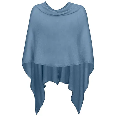 Imagen del producto de 221 Mississhop Poncho para mujer, capa, chal, cárdigan de punto fino y suave, suéter, ideal para otoño e invierno, talla única, color azul