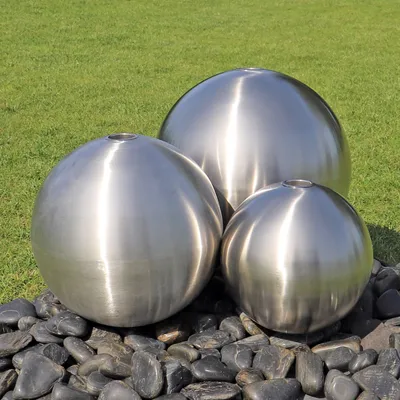 Produktbild von CLGarden 3 Kugeln aus Edelstahl matt für Kugelbrunnen DIY Springbrunnen Set Edelstahlkugeln Garten Brunnen Deko