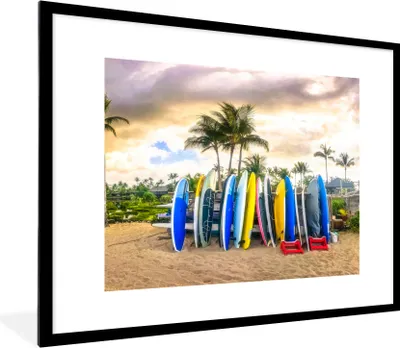 Produktbild von MuchoWow® Gerahmtes Poster Surfbretter 80x60 cm - Poster mit Schwarzem Bilderrahmen Wandposter Rahmen Foto Bilder - Schlafzimmer-Dekorationen - Fotoposter