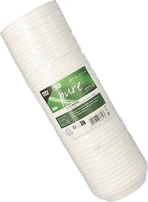 Zdjęcie produktu dla 1000 Pokrywki Papstar, czysta trzcina cukrowa, okrągłe Ø 9 cm, 2,5 cm, białe 87935