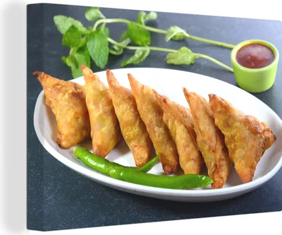 Obrázok produktu pre OneMillionCanvasses® - Obrazy na plátne - 140x90 cm, Pakistanská Samosa, Nástenná umelecká tlač Nástenná dekorácia - Fotografia na plátne - Maľba na drevenom ráme