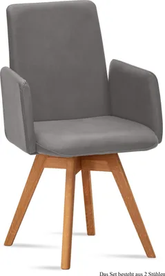 Produktbild von Armlehnstuhl drehbar (2er-Set) Donny 52x92x60 Eiche geölt/Grau