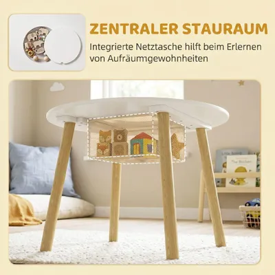 Produktbild von Kindertisch und 2 Stühle mit Stauraum, Weiß/Natur