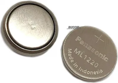 Two coin cell batteries, one showing the top and the other showing the branding and specifications.