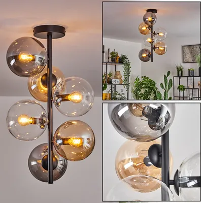 Produktbild von Isorella Deckenlampe aus Metall/Glas in Schwarz/Klar/Rauchfarben/Bernstein