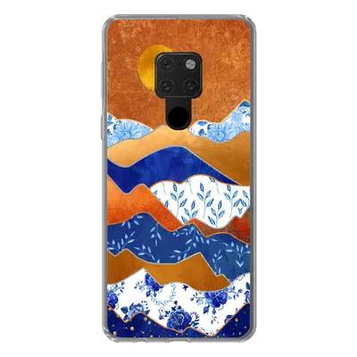 Produktbild von MuchoWow® Handyhülle Schutzhülle Hülle für Huawei P40 Lite Delfter Blau - Gold - Blumen Silikon Softcase Handy Hülle - Handy