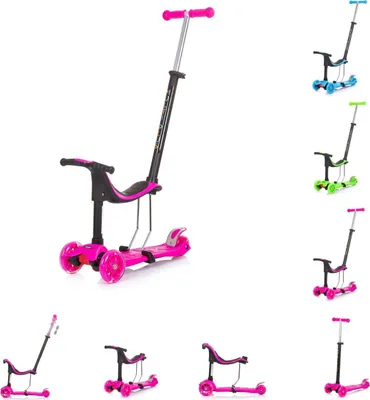 Produktbild von Chipolino Kinderroller 3 in 1 Multi Plus 3 Räder, Laufrad, Roller, LED-Lichter pink
