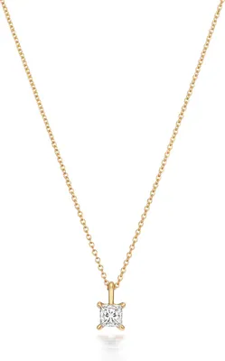 Produktbild von Funkelndes Feuer Elegante 18 Karat (750) Gold Diamant Anhänger mit Kette Prinzessschliff 0.19 Karat G - VS - 46cm; TRS3737818KY