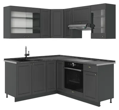 Imagen del producto de Cocina esquinera Vicco Fame-Line Antracita-Oro Landhaus/Antracita 190 x 160 cm, ET Antracita, Model 56845