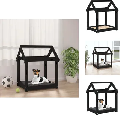 Image de vidaXL Lit pour chien Noir 61x50x70 cm Pin massif - Lits pour chiens