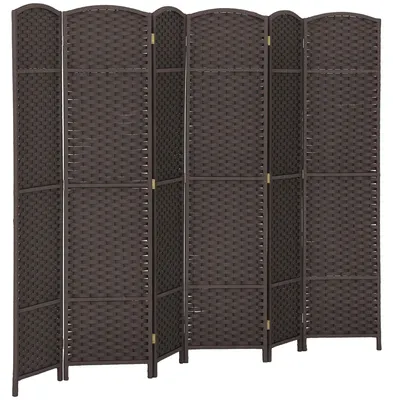 Image de Cloison d'intérieur - Paravent pliable composé de 6 panneaux - Bois de pin - 240 x 170 cm - Écran de séparation - Marron