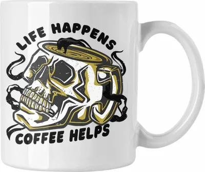 Produktbild von Trendation - Tasse Totenkopf Kaffeeliebhaber Geschenk Spruch (Weiß)