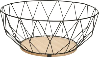 Produktbild von 5Five - Obstschale - rund - schwarz - Metall/Holz - 28 cm