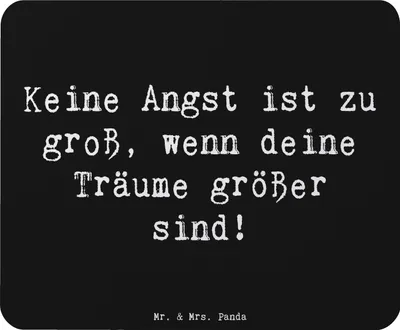 Produktbild von Mr. & Mrs. Panda Mouse Pad Spruch Angst überwinden - Schwarz - Geschenk, Selbstvertrauen, pc mousepad, Stärke, Mutmacher, Mauspad, Vertrauem, Zuversicht, computermatte
