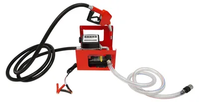 Produktbild von 12V Diesel Kraftstoffpumpe - Tragbare Diesel-Transferpumpe - 45 l/min, 200 W, Durchflussmesser, 4,1 m Schlauch, 10 m Förderhöhe - Rot