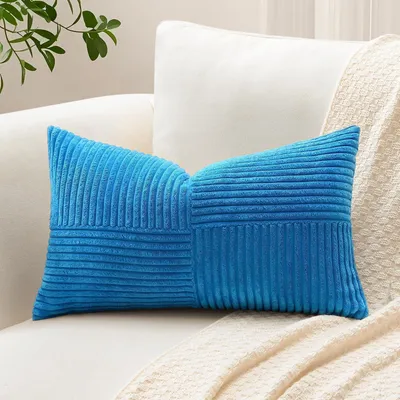 Productafbeelding van Kussensloop, corduroy, kruisstreep, blauw, 40x60 cm, 1 stuk