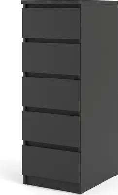 Produktbild von Nada Kommode schmal 5 Schubladen mattschwarz.