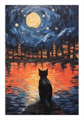 Produktbild von Wallario Wandbild Blick eines Nachtwächters, Größe: 61 x 91,5 cm, Poster mit rahmenlosen Bildhalter