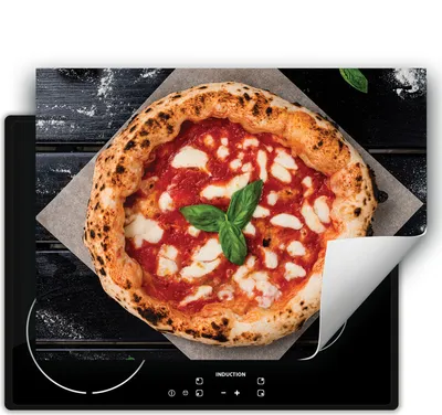 Produktbild von DarHaus Herdabdeckplatte 70x52 cm Anti Rutsch Matte Aufrollbar, Pizza - Holz