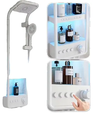 Zdjęcie produktu dla Panel prysznicowy, deszczownica LED, cyfrowy wyświetlacz temperatury, biały