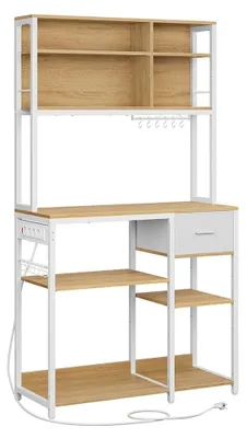 Produktbild von Küchenregal mit Steckdosen – Lagerregal – Organizer – brauner Stahl – 40 x 100 x 180,4 cm
