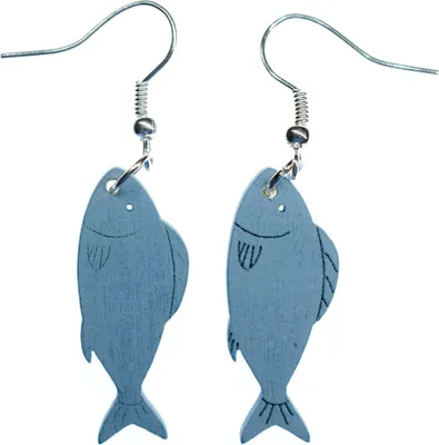 Produktbild von Fische Ohrringe Miniblings Ohrhänger Fisch hölzern Holz Ohrhänger dunkelblau