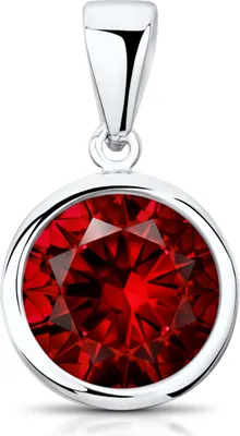 Image de Pendentif solitaire MATERIA avec cristal rouge - Pendentif rond pour femme en cristal et argent sterling 925 KA-462-Rouge