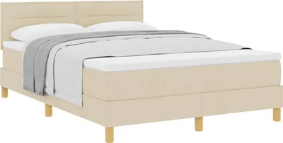 Immagine prodotto di Letto boxspring con cuscini e testiera VidaXL, color crema, 160 x 200 cm, tessuto