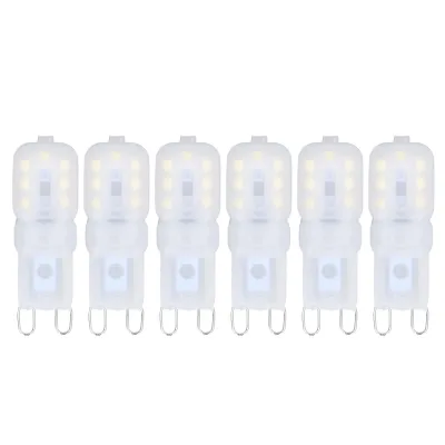 Zdjęcie produktu dla 6 żarówek LED G9, z możliwością ściemniania, 3 W, energooszczędne, światło 360°, do lamp sufitowych i wiszących, światło białe, 220-240 V