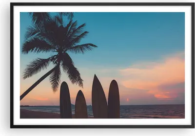Produktbild von Gerahmtes Poster - Schwarzer Rahmen - Strand Meer Palme - 91,5x61 cm - Wand Bild - Wanddeko - Wandbilder - Kunstposter - Wandposter - Bilderrahmen - Bilder - Kunstdruck - Wandbild - P2BAA91x61-4080