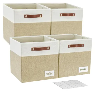 Aufbewahrungsbox Stoff 33x33x33 cm, 4er Set mit Griffen