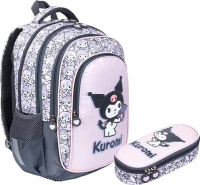 Produktbild von Set Rucksack 4 Fächer + Mäppchen Kuromi Pink Majewski