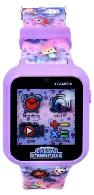 Image de Smartwatch pour enfants Gabby's Dollhouse, montre pour enfants avec caméra selfie, photo & vidéo, chronomètre, 6 jeux, 3 fonds d'écran, 10 cadrans, tracker fitness