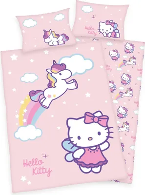 Produktbild von Hello Kitty Baby Bettwäsche mit Einhorn 40 x 60 und 100 x 135 cm