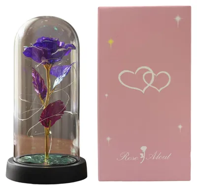 Produktbild von Konservierte Rose in einer Kuppel mit LED-Beleuchtung – Künstliche, ewige Rose – Geschenkidee für sie, Mama, Frauen – Valentinstag, Muttertag, Weihnachten, Geburtstag