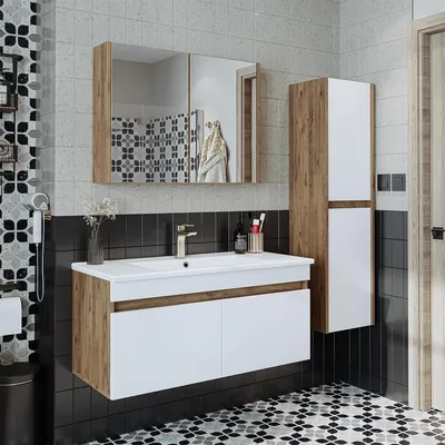 Image de Ensemble de meubles de salle de bains Roomart ATRIA-100, 4 pièces, 100 cm de large, chêne blanc