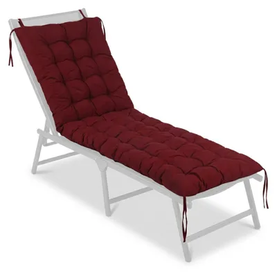 Image de Coussin de banc Relaxdays, 180 x 70 cm, rembourré, matelassé, avec rubans, pour l'extérieur, coussin de banc pour banc de jardin ou palettes, rouge
