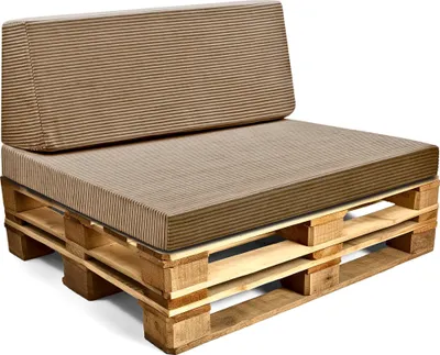 Obrázek produktu pro Polštář z palety venkovní Euro paletová sada: sedací polštář 80x120 cm a zádový polštář 40x120 cm s potahem z Lincolnu - pěnový sedací polštář pro palety a paletovou pohovku hnědý