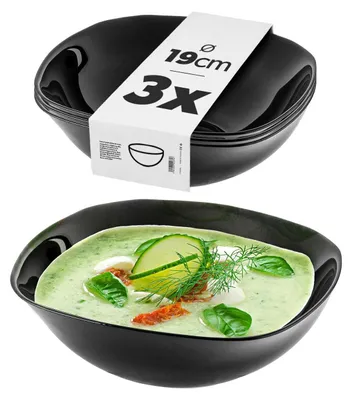 Zdjęcie produktu dla KADAX "Moulade", zestaw szklanych misek do sałatek, czarny, 3 szt