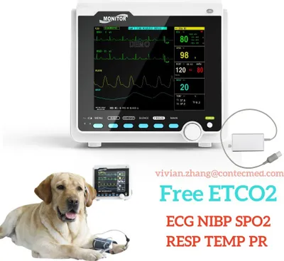 Image de CMS6000VET Vétérinaire-CO2-Moniteur patient 8 "couleur LCD animal surveillance des signes vitaux 7 paramètres machine capnographe chien chat bœuf chevaux