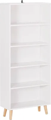 Produktbild von WOLTU Bücherregal mit 5 Fächern, Aufbewahrungsregal für Büro Weiß, 60x144x24 cm