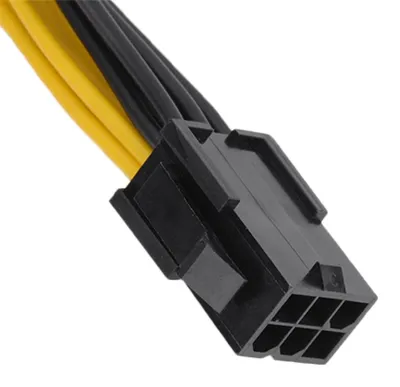 Zdjęcie produktu dla Kabel zasilający PCI-E do kart graficznych: z 6-pinowego złącza żeńskiego na dwa 8-pinowe złącza (6-pinowe i 2-pinowe) lub z 2-portowego 6-pinowego złącza męskiego