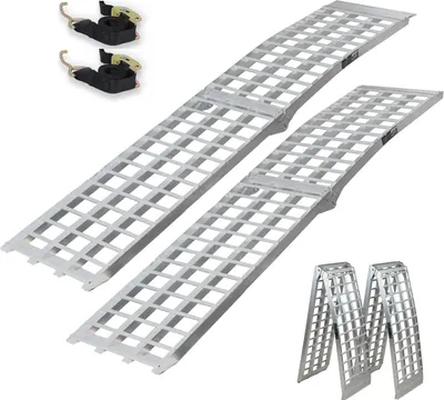 Produktbild von TRUTZHOLM 2 x Auffahrrampen 230 cm 1360 kg Traglast Alu klappbar grau Riffelstab Rampe Verladerampen