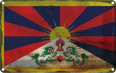 Produktbild von vianmo Blechschild 12x18 cm Tibet Rost Flagge Fahne Wappen