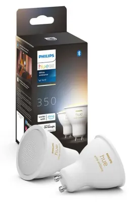 Zdjęcie produktu dla Philips Hue White ambiance 8719514340121A, Inteligentne żarówki, Bluetooth/Zigbee, Biały, LED, GU10, GU10